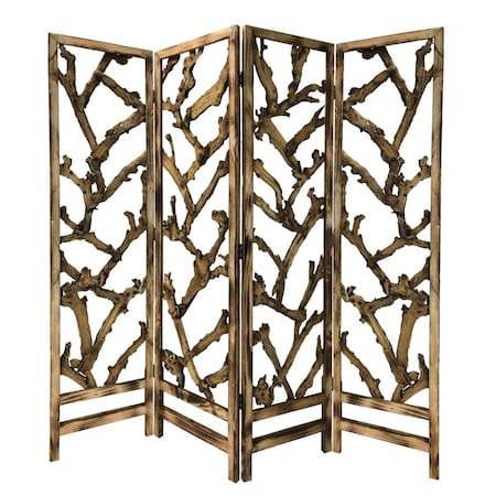 Palacedesigns 4 Panel Room Divider with Tropical Leaf PA3658436